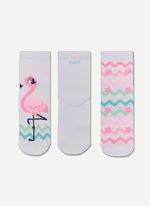Kit com 3 meias soquete menina flamingo