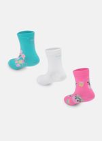 Kit com 3 meias soquete bebê menina vaca summer