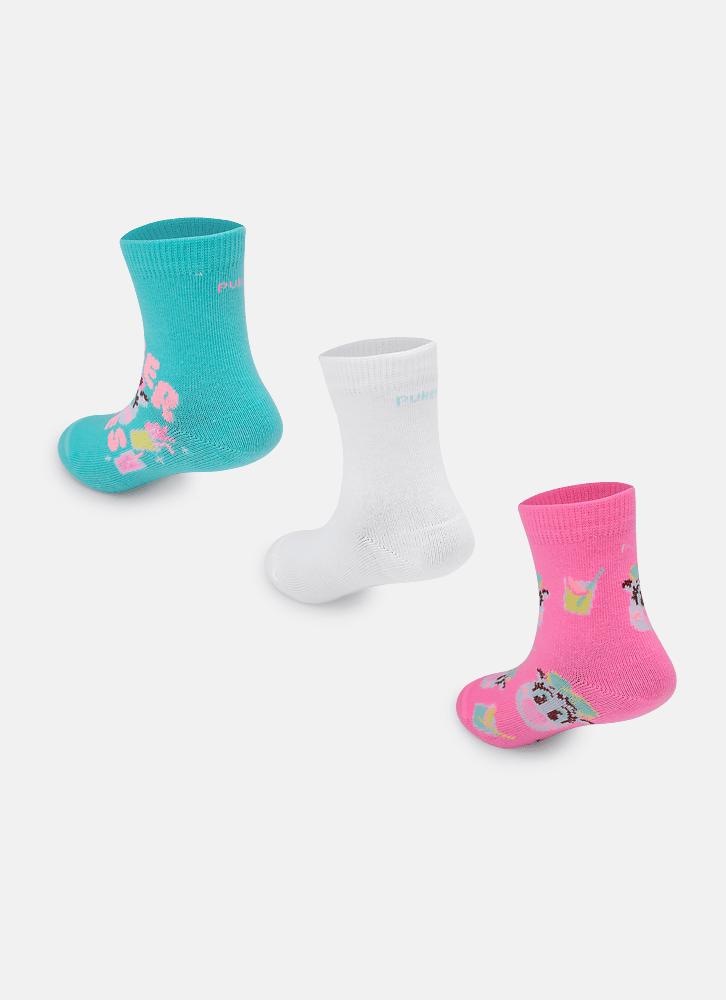 Kit com 3 meias soquete bebê menina vaca summer