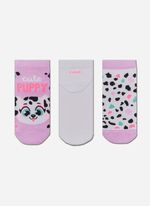Kit com 3 meias cano curto menina dalmata