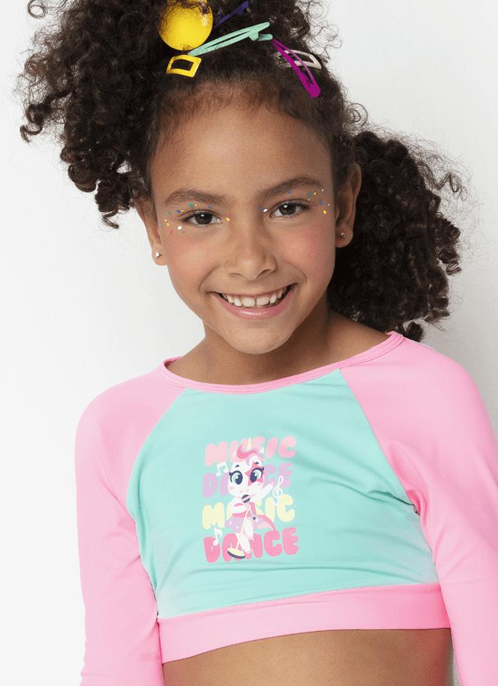 Conjunto cropped menina unicornio popstar