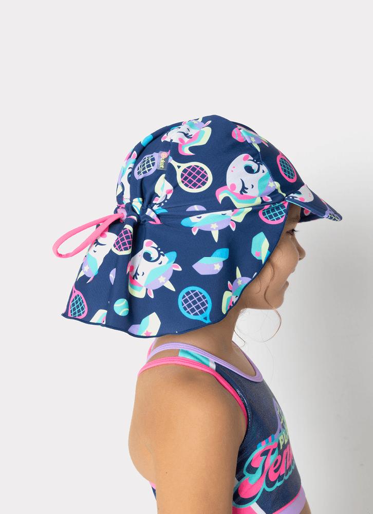 Chapéu com proteção solar menina unicórnio tênis