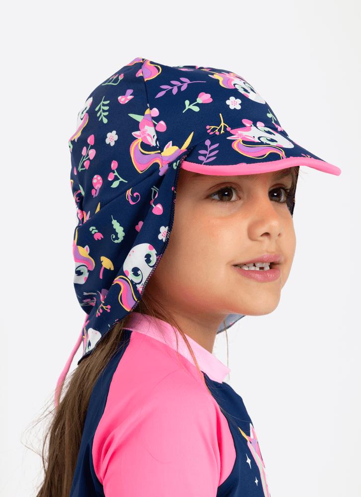 Chapéu com proteção solar menina unicórnio encantado