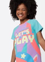 Camisola manga curta viscolycra menina teen unicórnio tênis