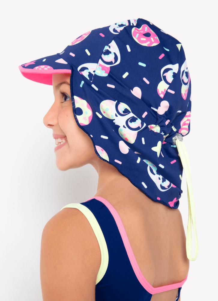 Chapéu com proteção solar menina panda donut