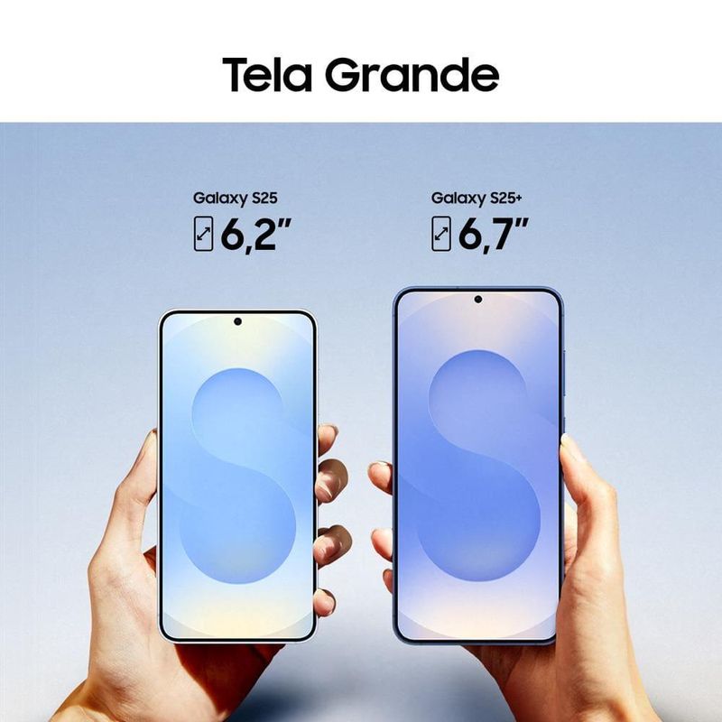 Smartphone samsung galaxy s25 5g prata 256gb, tela de 62", 12gb ram, ai inteligência artificial, ip68, processador snapdragon 8 elite e câmera tripla