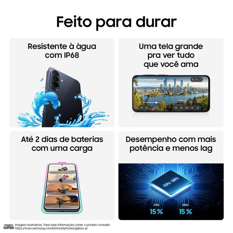 Smartphone samsung galaxy a57 5g tela 67" 128gb câmera 50mp azul escuro