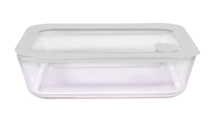Pote retangular com tampa de vidro 2,6l kenya