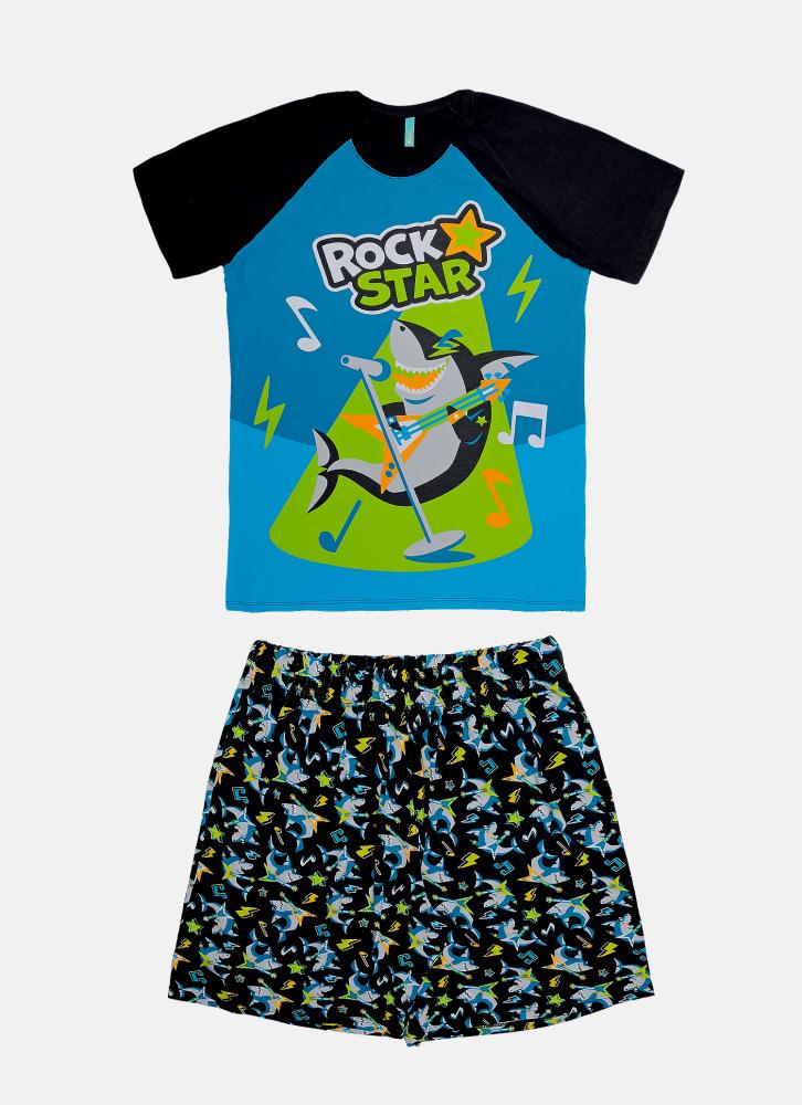Pijama manga curta viscolycra masculino tuba music