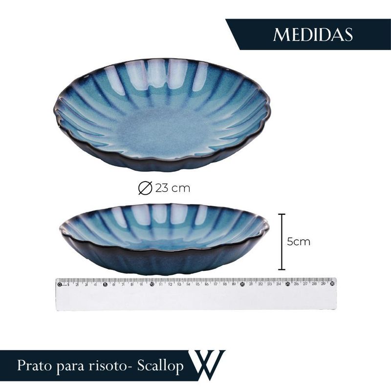 Prato para risoto scallop 23cm cerâmica azul – wolff