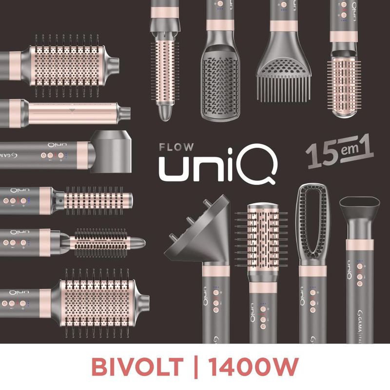 Secador de cabelo multistyler gama uniq flow 15 em 1 bivolt