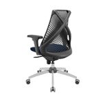 Cadeira Escritório Ergonômica Bix X+ Presidencial Encosto Mesh Assento Tecido Base Giratória Azul