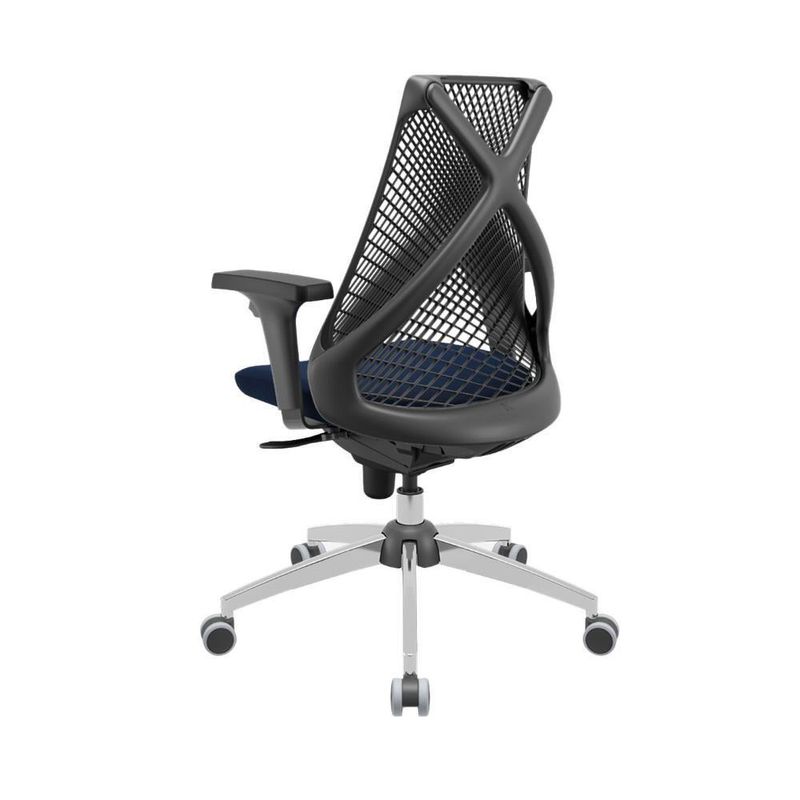 Cadeira Escritório Ergonômica Bix X+ Presidencial Encosto Mesh Assento Tecido Base Giratória Azul