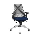 Cadeira Escritório Ergonômica Bix X+ Presidencial Encosto Mesh Assento Tecido Base Giratória Azul