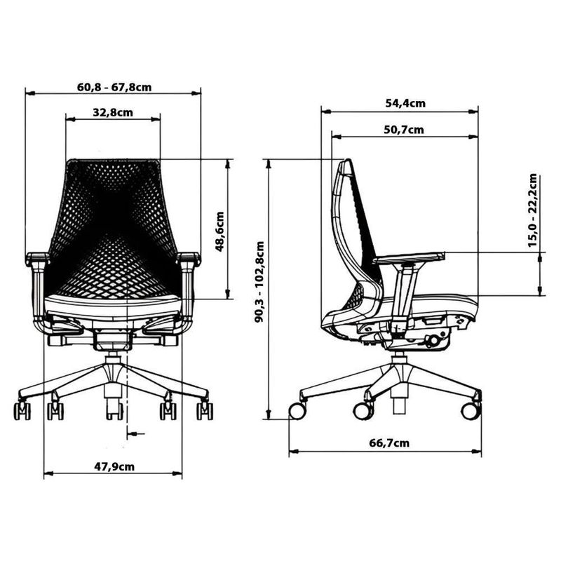 Cadeira de Escritorio Ergonomica Bix X+ Sincron Presidencial Assento em Tecido Base Giratoria