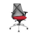 Cadeira de Escritório Bix X+ Presidencial Tecido Base Giratória Regulável Preto com Vermelho