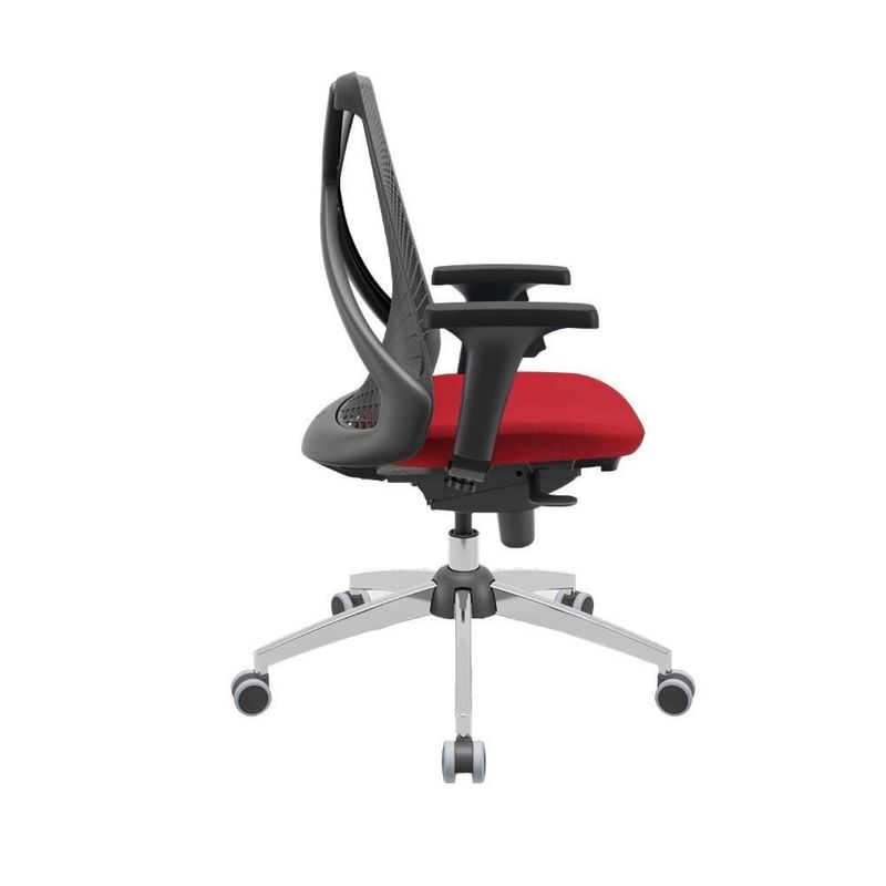Cadeira de Escritório Bix X+ Presidencial Tecido Base Giratória Regulável Preto com Vermelho