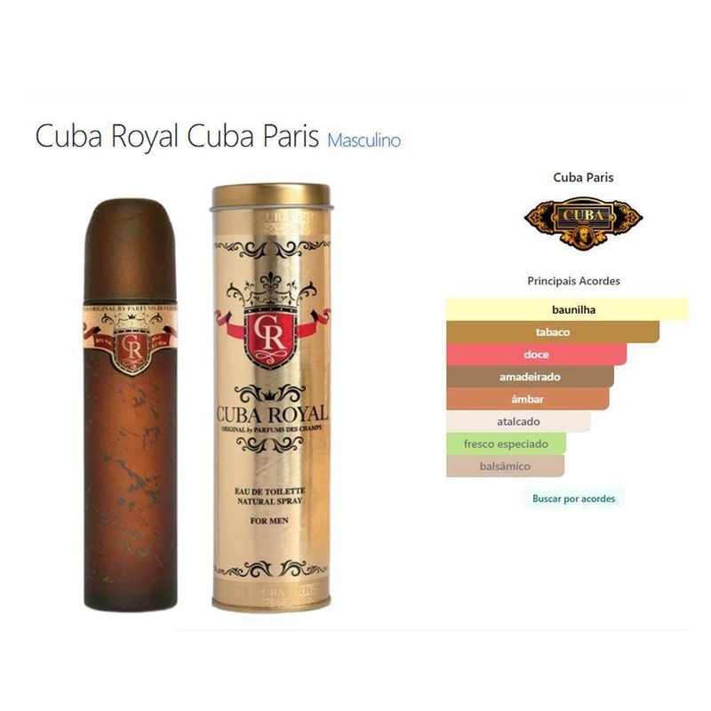 Perfume Cuba Royal Masculino Eau de Parfum Oriental 100ML Cuba Paris