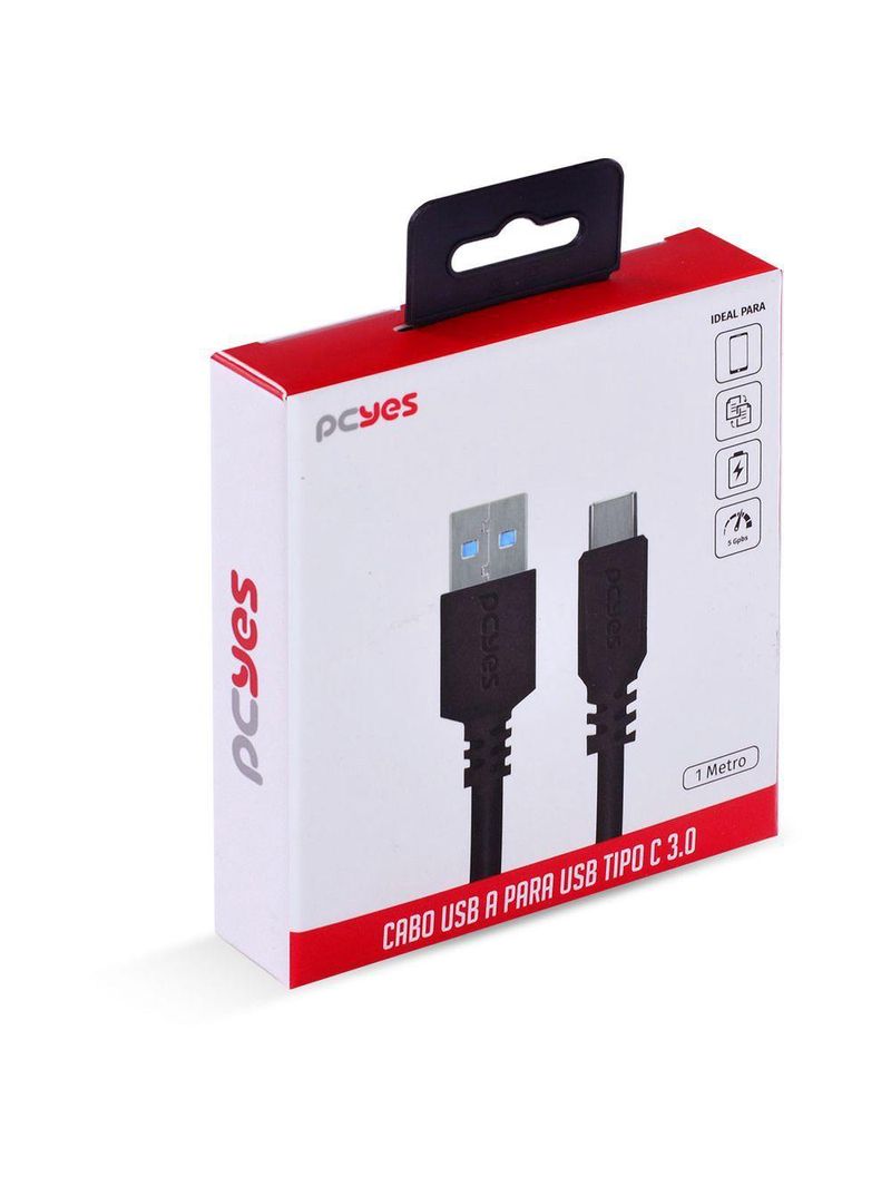 Cabo Para Celular Smartphone Usb Tipo C Para Usb A 30 1 Metro Preto - P3uacp-1