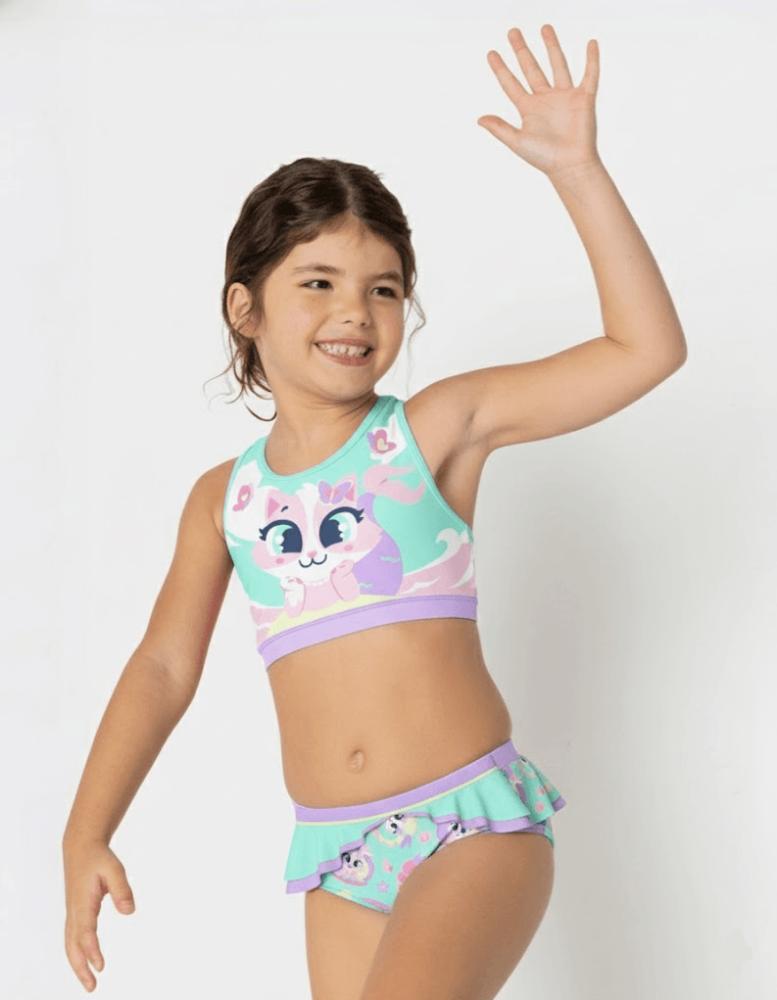 Biquíni bebê menina gata sereia