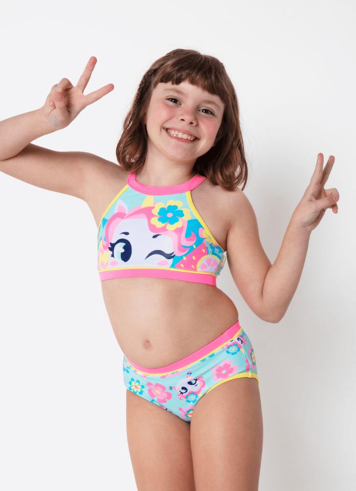 Biquíni menina unicórnio aloha