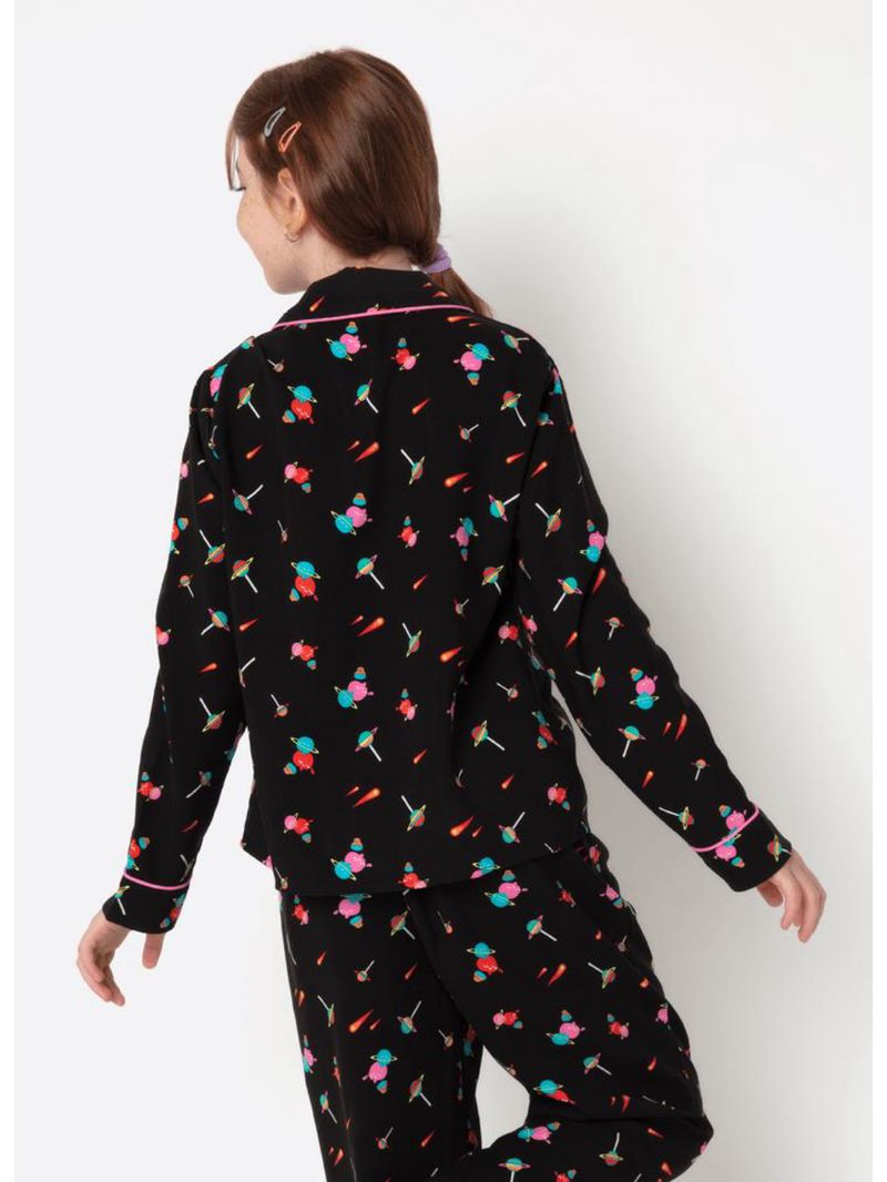Pijama manga longa viscose menina teen space food