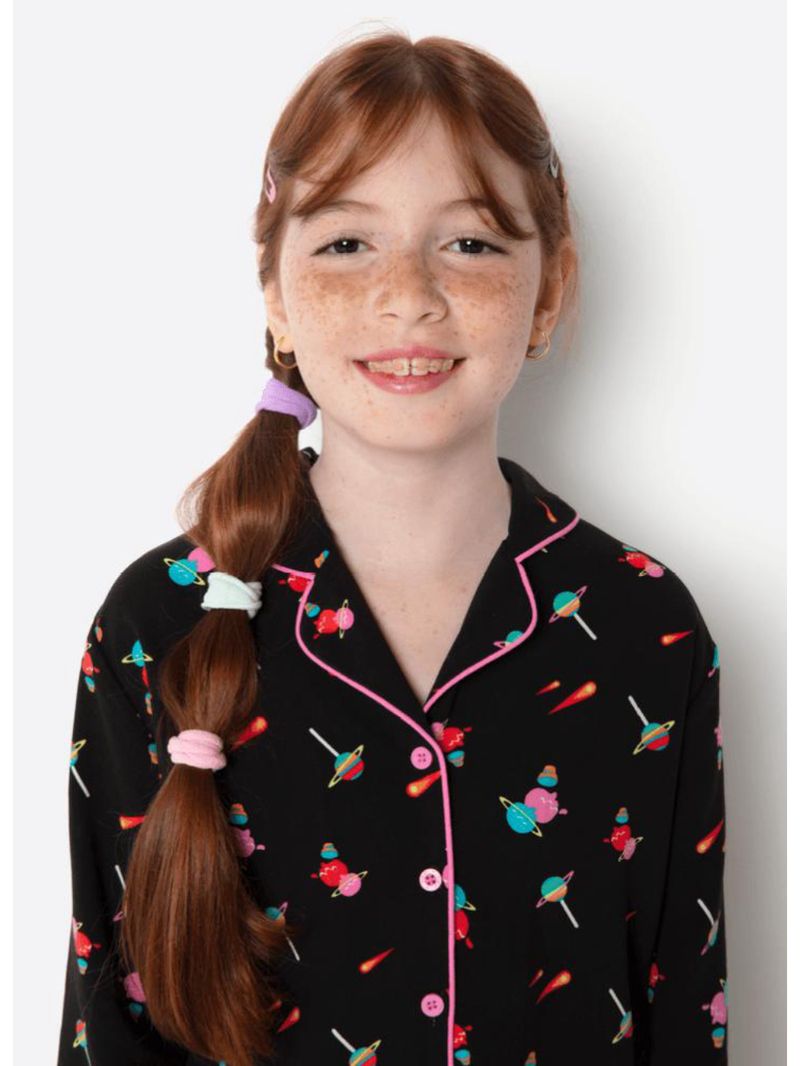 Pijama manga longa viscose menina teen space food