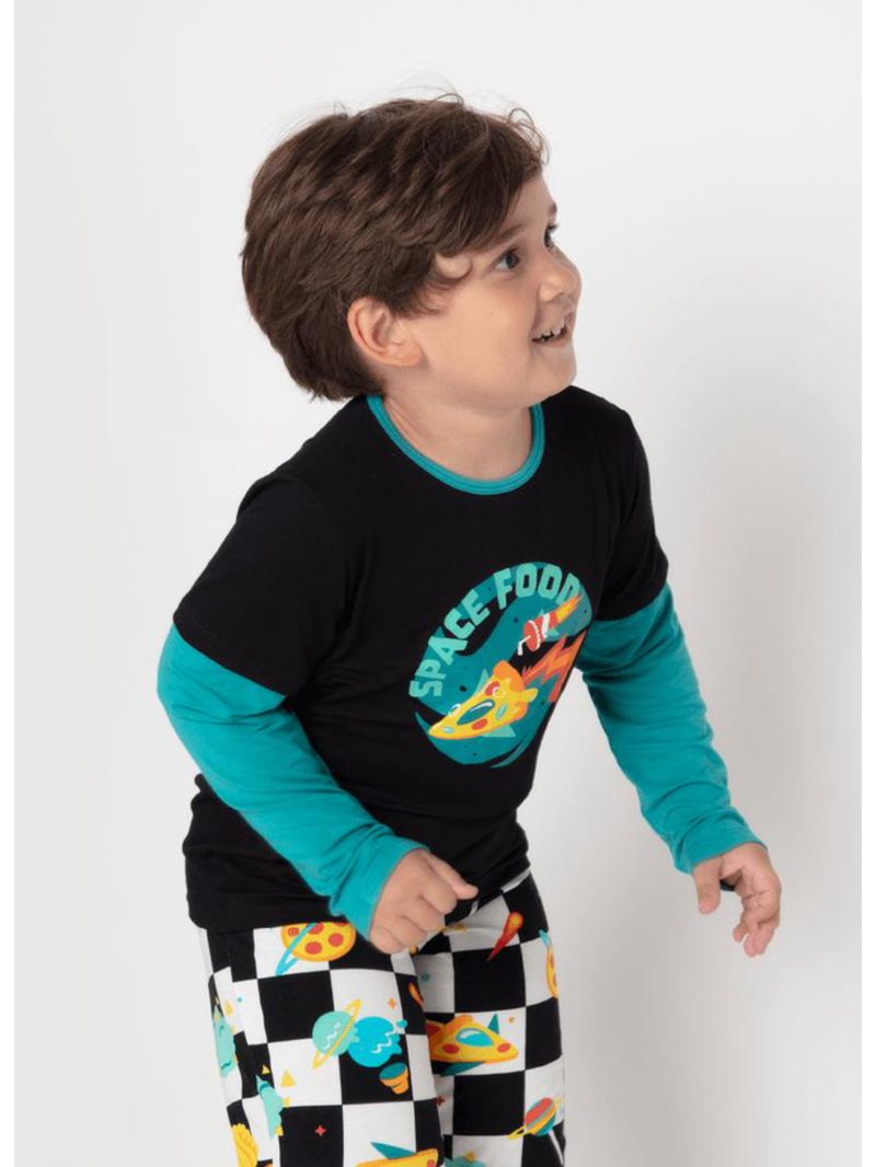 Pijama manga longa viscolycra menino space food