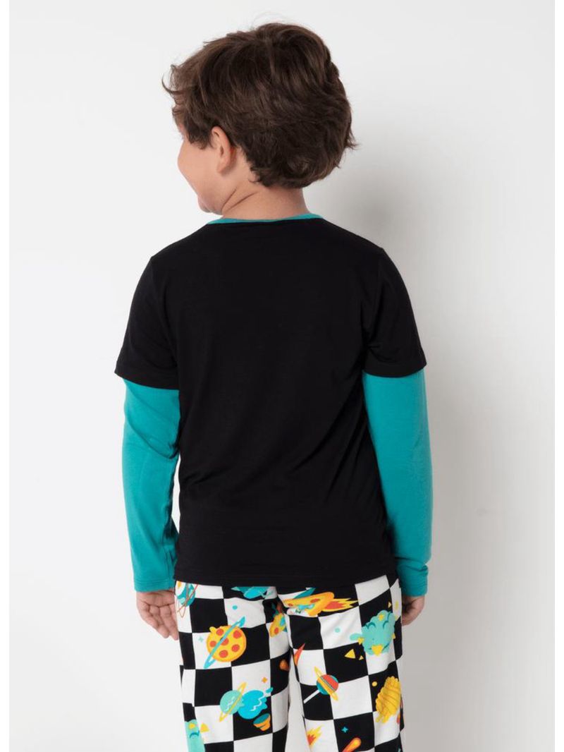 Pijama manga longa viscolycra menino space food