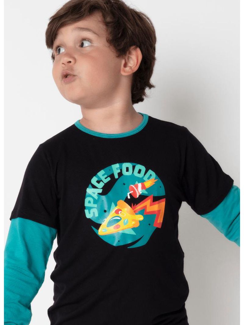 Pijama manga longa viscolycra menino space food