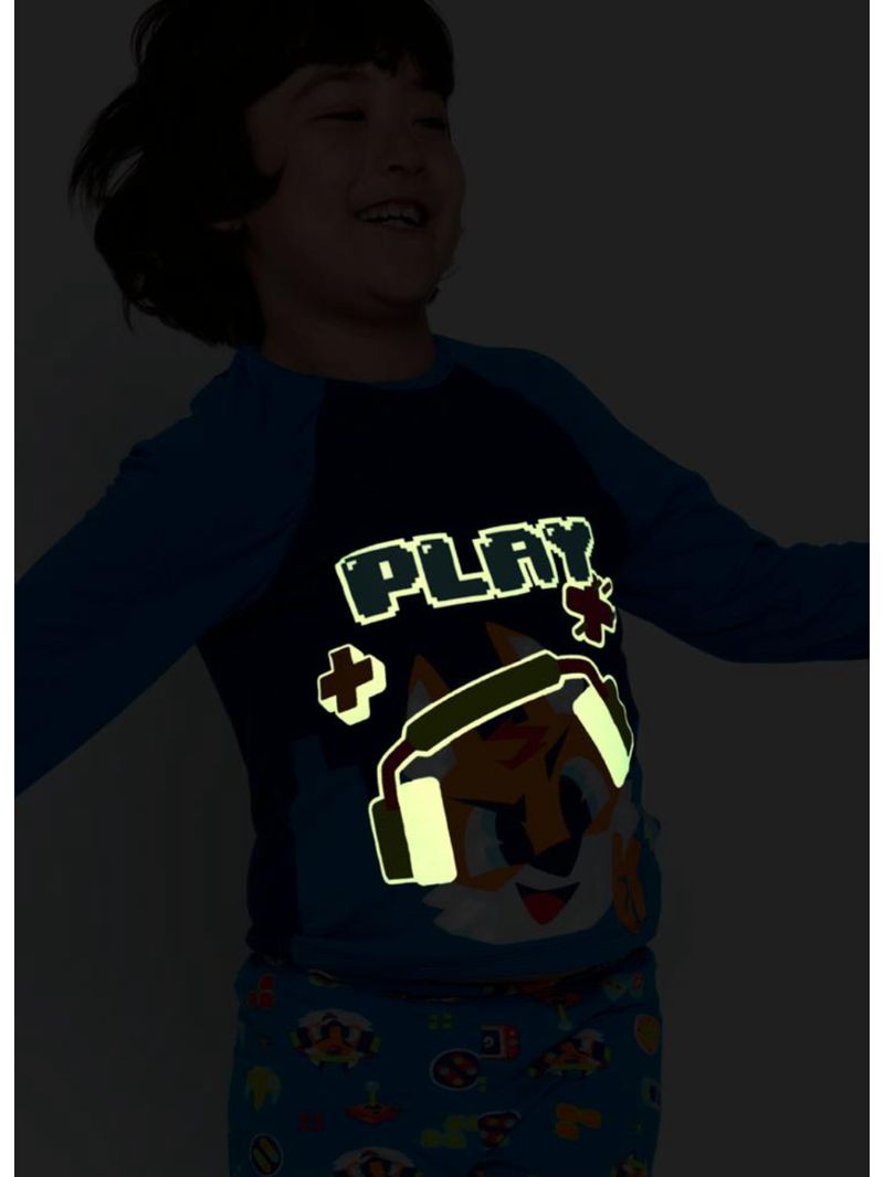 Pijama manga longa viscolycra menino raposa gamer