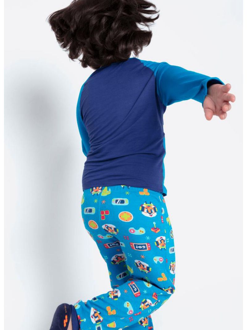 Pijama manga longa viscolycra menino raposa gamer