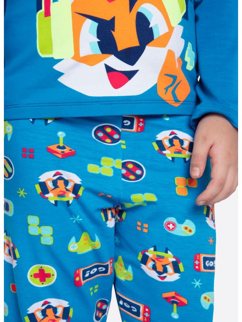 Pijama manga longa viscolycra menino raposa gamer