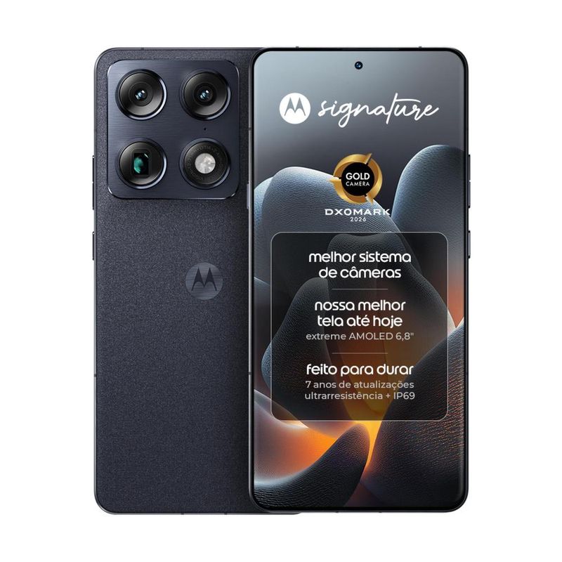 Smartphone motorola signature 68” 512gb 5g 165hz câmera tripla 50mp