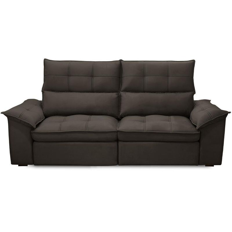 Sofá 3 Lugares Giotto F04 Retrátil Reclinável 230CM Marrom Escuro Veludo Lyam Decor