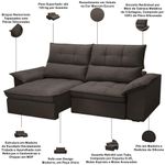 Sofá 3 Lugares Giotto F04 Retrátil Reclinável 230CM Marrom Escuro Veludo Lyam Decor