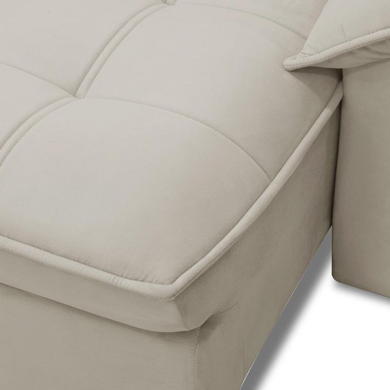 Sofá 3 Lugares Giotto F04 Retrátil Reclinável 210CM Veludo Bege Lyam Decor