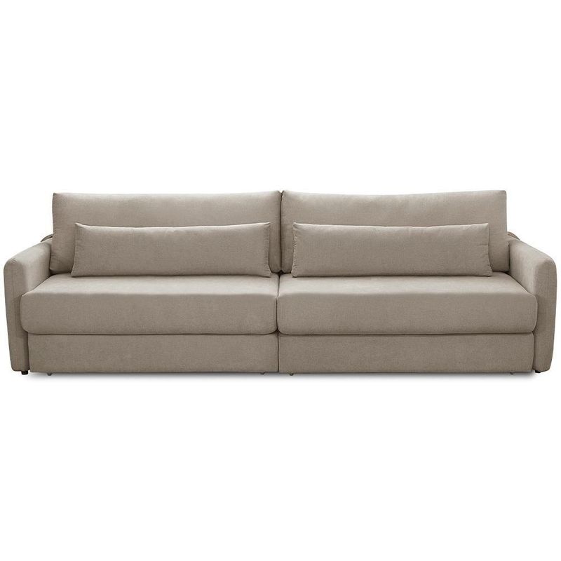 Sofá Cama Bérgamo F04 3 Lugares Retrátil 240CM Bege Linho Couríssimo Café Lyam Decor