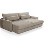 Sofá Cama Bérgamo F04 3 Lugares Retrátil 240CM Bege Linho Couríssimo Café Lyam Decor