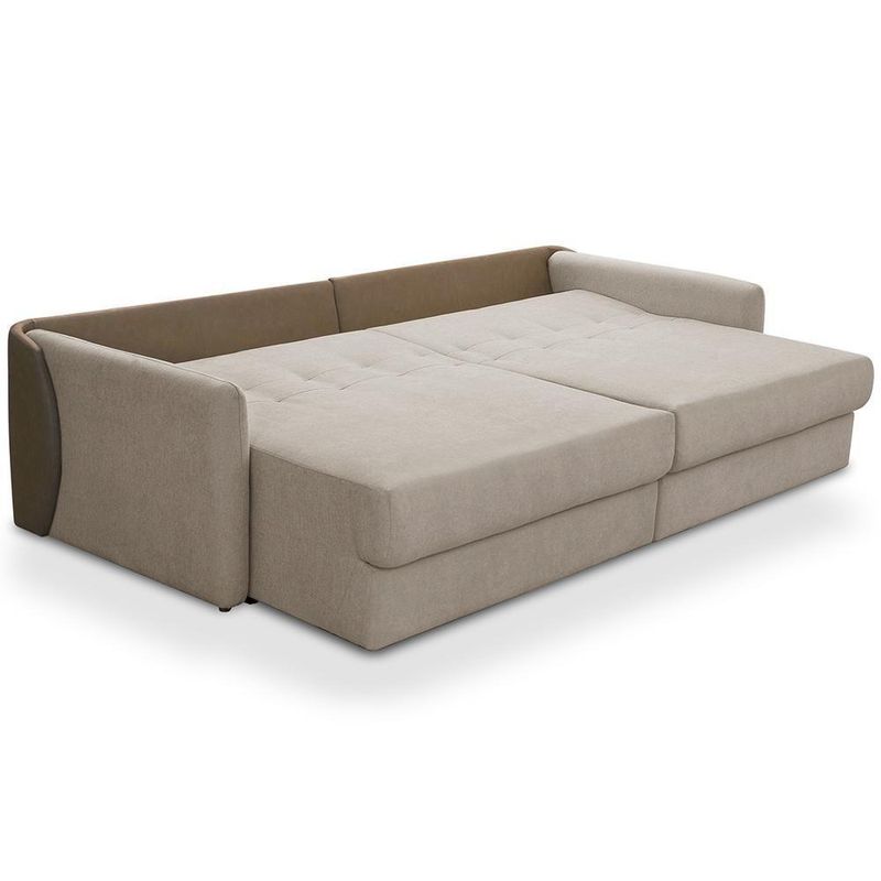 Sofá Cama Bérgamo F04 3 Lugares Retrátil 240CM Bege Linho Couríssimo Café Lyam Decor