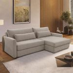 Sofá Cama Bérgamo F04 3 Lugares Retrátil 240CM Bege Linho Couríssimo Café Lyam Decor