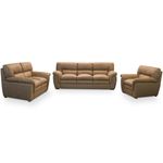 Jogo de Sofá 2 e 3 Lugares com Poltrona Boston F04 Marrom Nobuck Suede Lyam Decor