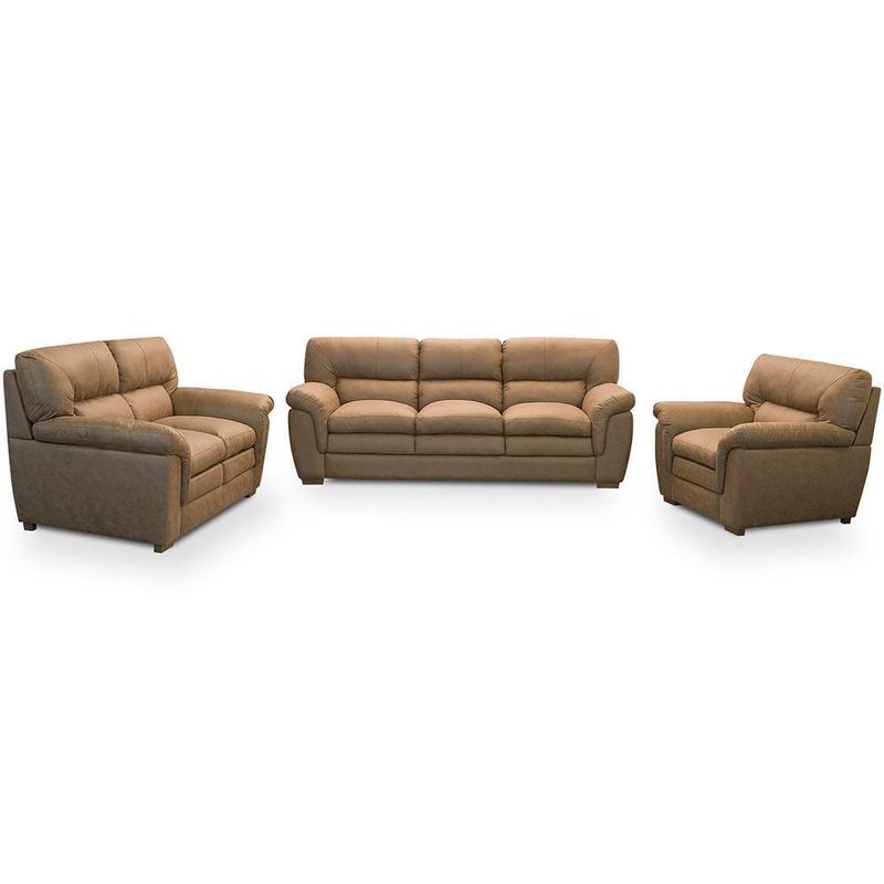 Jogo de Sofá 2 e 3 Lugares com Poltrona Boston F04 Marrom Nobuck Suede Lyam Decor