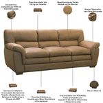 Jogo de Sofá 2 e 3 Lugares com Poltrona Boston F04 Marrom Nobuck Suede Lyam Decor
