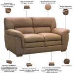 Jogo de Sofá 2 e 3 Lugares com Poltrona Boston F04 Marrom Nobuck Suede Lyam Decor