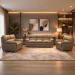 Jogo de Sofá 2 e 3 Lugares com Poltrona Boston F04 Marrom Nobuck Suede Lyam Decor
