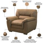 Jogo de Sofá 2 e 3 Lugares com Poltrona Boston F04 Marrom Nobuck Suede Lyam Decor