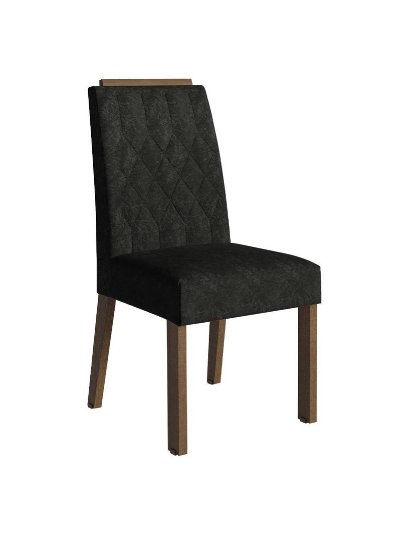 Conjunto Sala De Jantar Tampo De Madeira 6 Cadeiras Rustic/preto/oxford York Madesa
