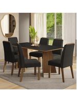 Conjunto Sala De Jantar Tampo De Madeira 6 Cadeiras Rustic/preto/oxford York Madesa