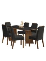 Conjunto Sala De Jantar Tampo De Madeira 6 Cadeiras Rustic/preto/oxford York Madesa